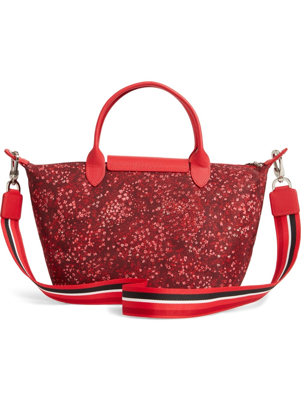 Longchamp Red Floral Top-Handle Tote - Picture 3 of 6